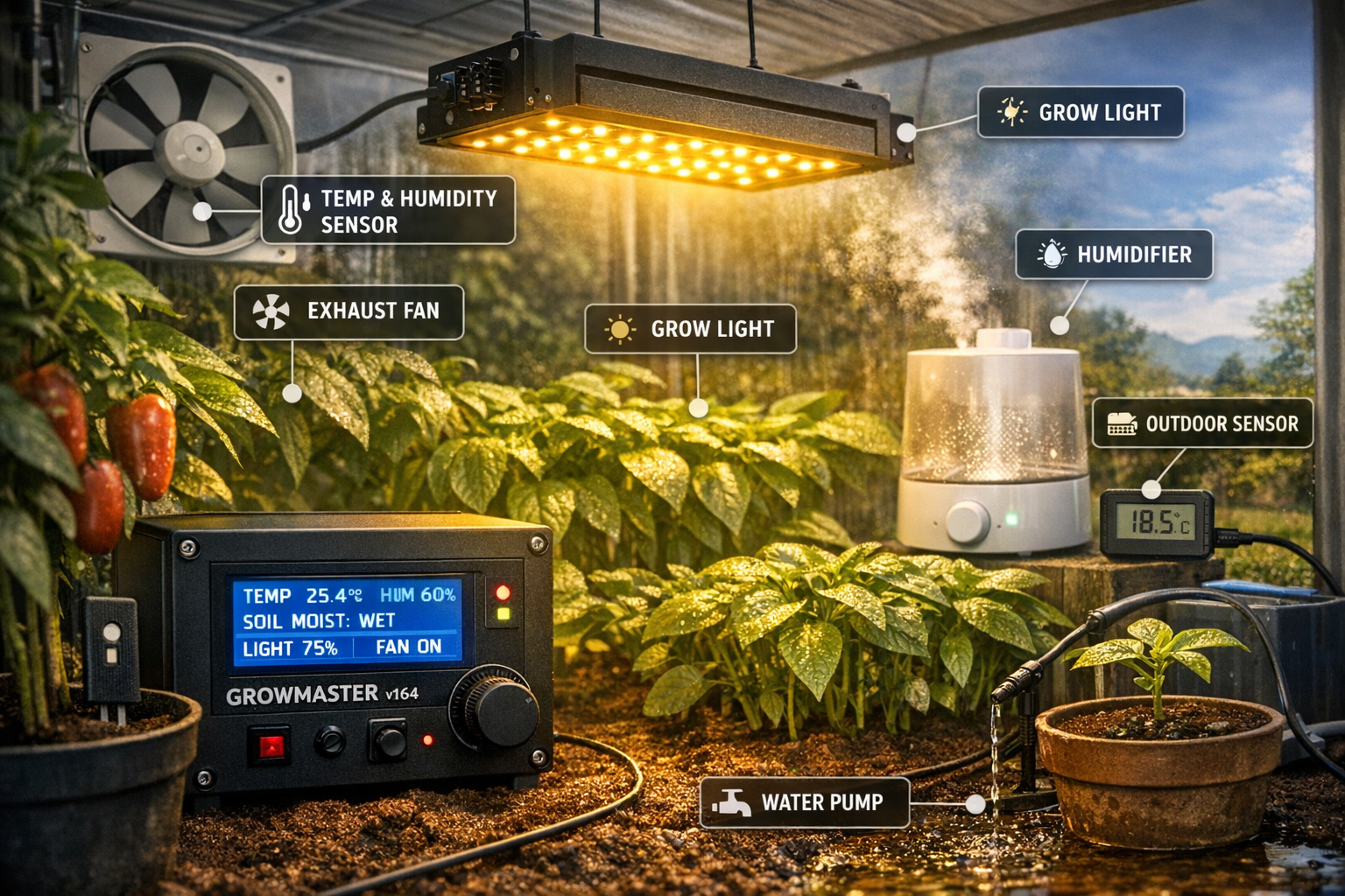 Automatizácia skleníkov, terárií a akvárií GROWMASTER v16